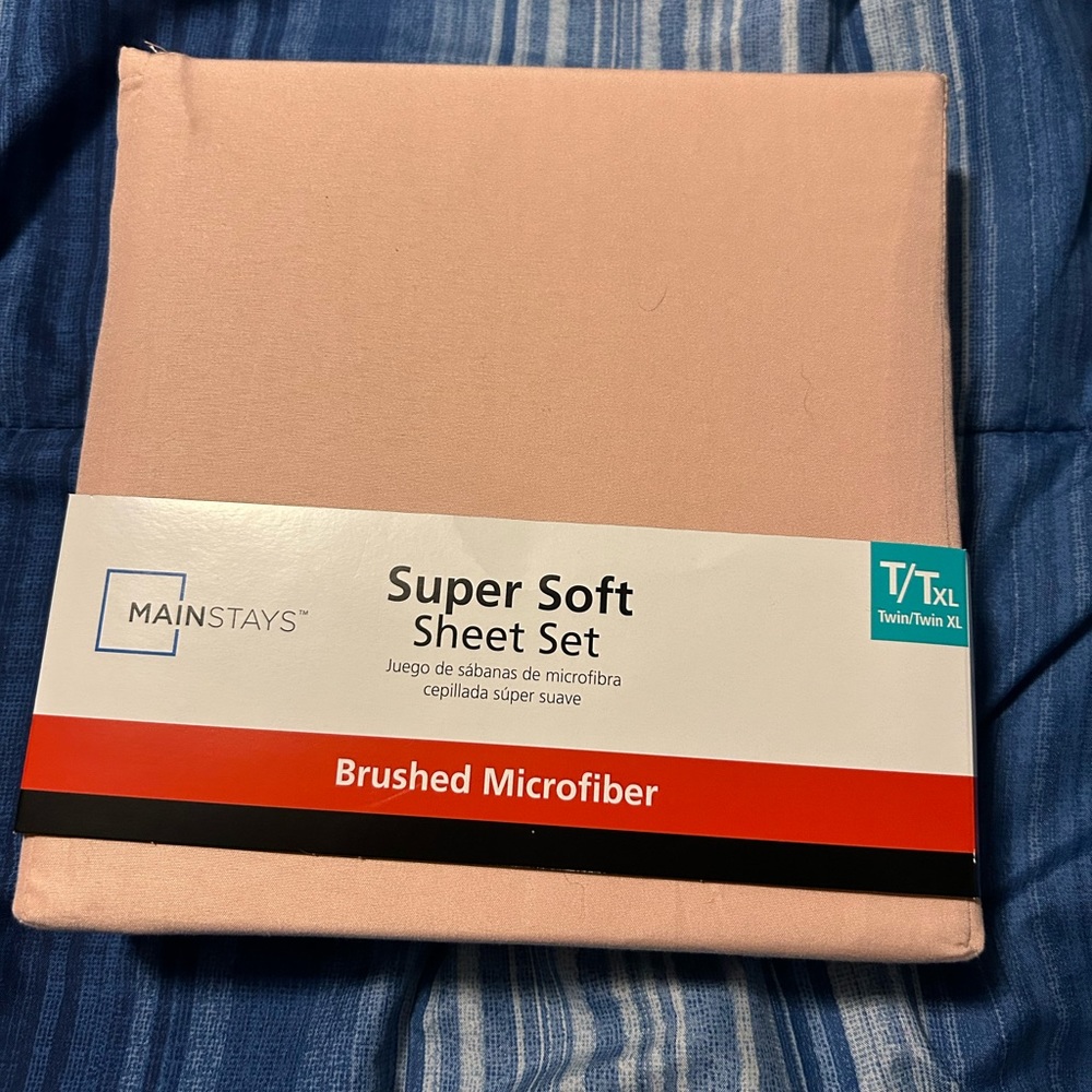 Mainstays pink super soft T/TXL sheet set